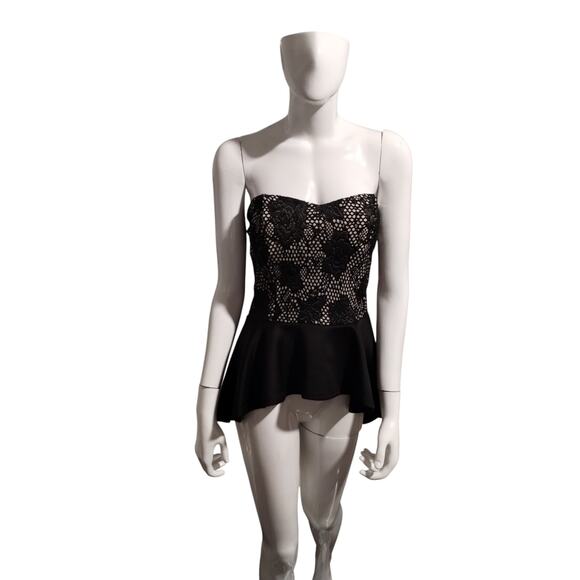 Y2K Windsor Women's size L Fish Net Sequin Floral Hi-Low Whimsigoth Peplum Top - Picture 5 of 12